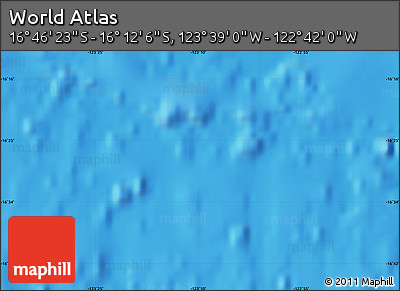 Physical Map of the Area around 16° 29' 14" S, 123° 10' 30" W
