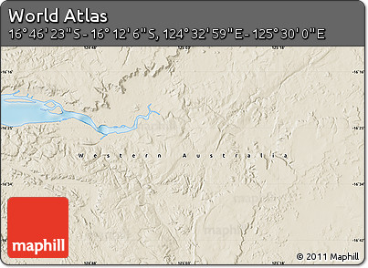 Shaded Relief Map of the Area around 16° 29' 14" S, 125° 1' 30" E