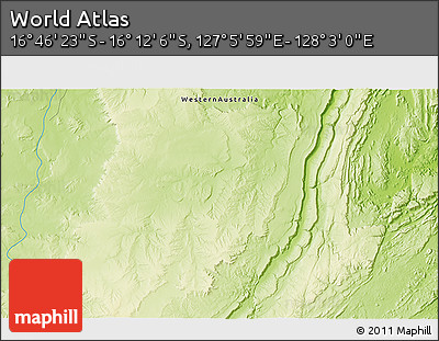 Physical 3D Map of the Area around 16° 29' 14" S, 127° 34' 30" E