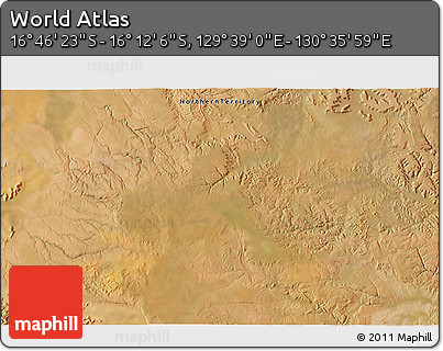 Satellite 3D Map of the Area around 16° 29' 14" S, 130° 7' 30" E