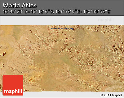 Satellite 3D Map of the Area around 16° 29' 14" S, 130° 7' 30" E
