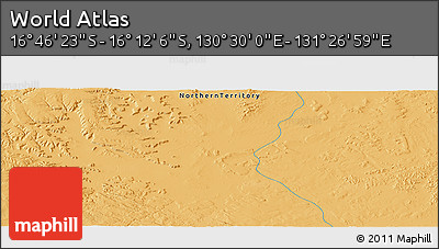 Political Panoramic Map of the Area around 16° 29' 14" S, 130° 58' 29" E