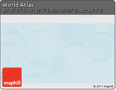 Physical 3D Map of the Area around 16° 29' 14" S, 140° 19' 29" E