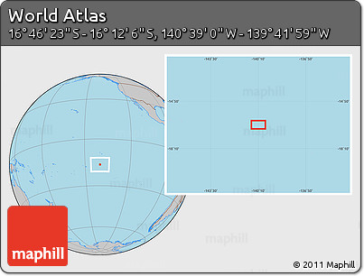 Gray Location Map of the Area around 16° 29' 14" S, 140° 10' 30" W