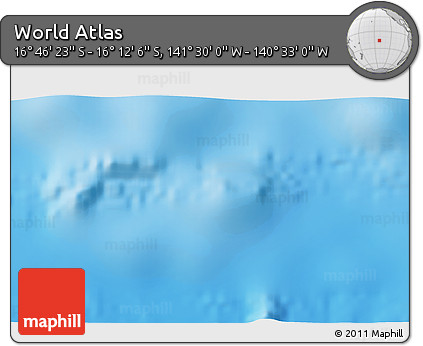 Shaded Relief 3D Map of the Area around 16° 29' 14" S, 141° 1' 30" W