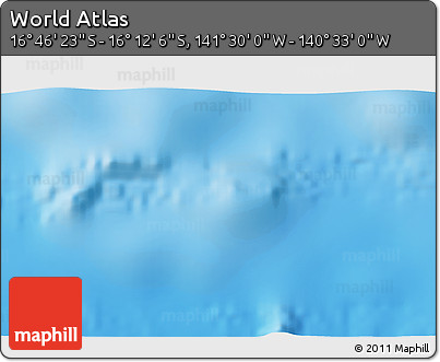 Shaded Relief 3D Map of the Area around 16° 29' 14" S, 141° 1' 30" W
