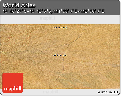 Satellite 3D Map of the Area around 16° 29' 14" S, 142° 1' 30" E
