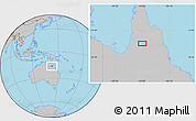 Gray Location Map of the area around 16° 29' 14" S, 142° 52' 30" E