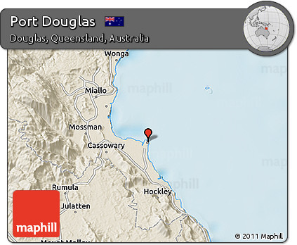Shaded Relief 3D Map of Port Douglas