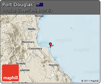 Shaded Relief 3D Map of Port Douglas