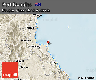 Shaded Relief 3D Map of Port Douglas