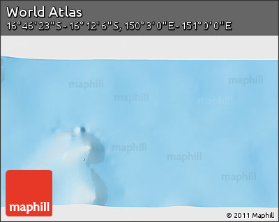 Physical 3D Map of the Area around 16° 29' 14" S, 150° 31' 30" E