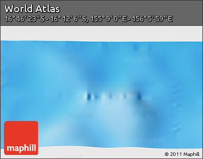 Physical 3D Map of the Area around 16° 29' 14" S, 155° 37' 30" E