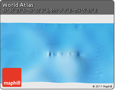 Physical 3D Map of the Area around 16° 29' 14" S, 155° 37' 30" E