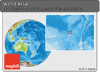 Physical Location Map of the Area around 16° 29' 14" S, 155° 37' 30" E
