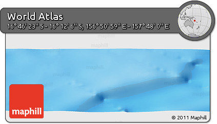 Physical Panoramic Map of the Area around 16° 29' 14" S, 157° 19' 29" E
