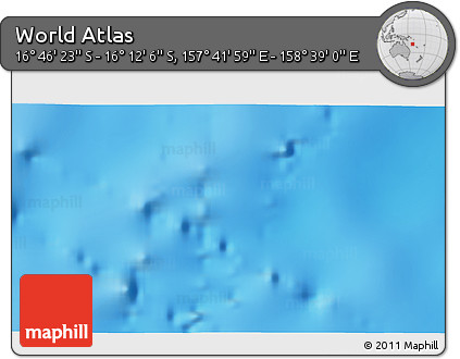 Physical 3D Map of the Area around 16° 29' 14" S, 158° 10' 30" E
