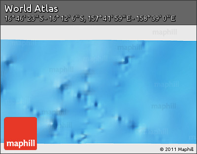 Physical 3D Map of the Area around 16° 29' 14" S, 158° 10' 30" E