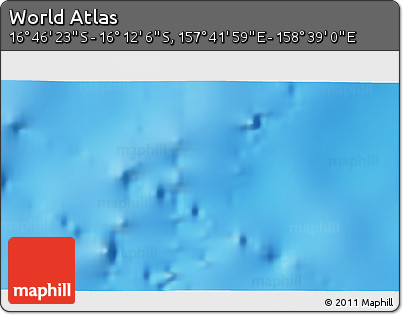 Physical 3D Map of the Area around 16° 29' 14" S, 158° 10' 30" E
