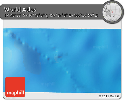 Physical 3D Map of the Area around 16° 29' 14" S, 159° 52' 30" E