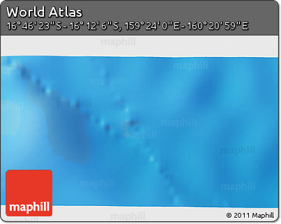 Physical 3D Map of the Area around 16° 29' 14" S, 159° 52' 30" E
