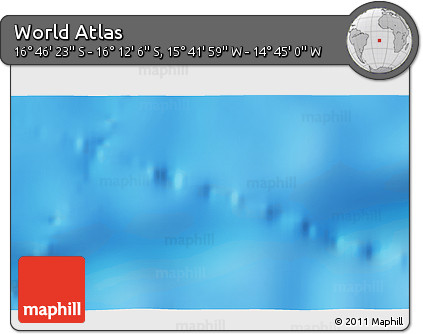 Physical 3D Map of the Area around 16° 29' 14" S, 15° 13' 29" W