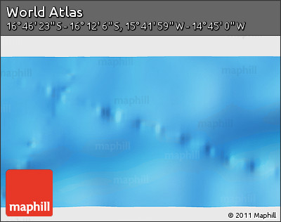Physical 3D Map of the Area around 16° 29' 14" S, 15° 13' 29" W
