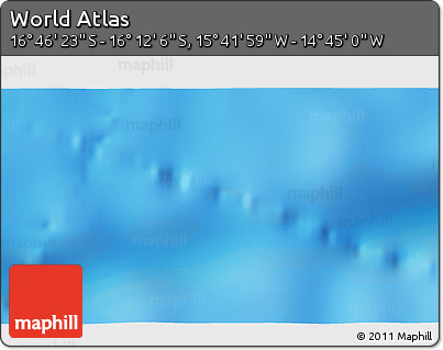 Physical 3D Map of the Area around 16° 29' 14" S, 15° 13' 29" W