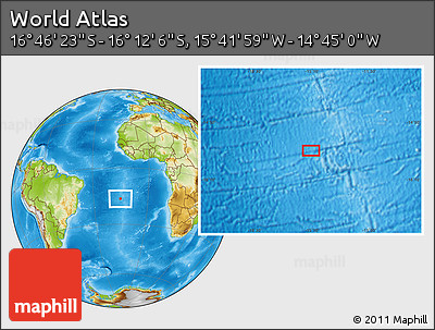 Physical Location Map of the Area around 16° 29' 14" S, 15° 13' 29" W