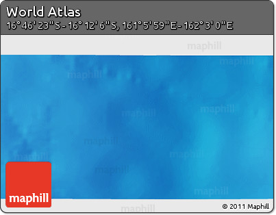 Physical 3D Map of the Area around 16° 29' 14" S, 161° 34' 29" E