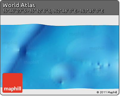 Physical 3D Map of the Area around 16° 29' 14" S, 163° 16' 30" E