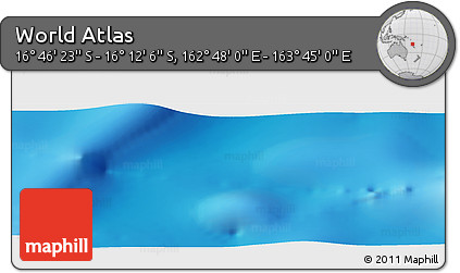 Physical Panoramic Map of the Area around 16° 29' 14" S, 163° 16' 30" E