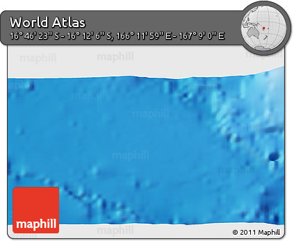 Physical 3D Map of the Area around 16° 29' 14" S, 166° 40' 30" E