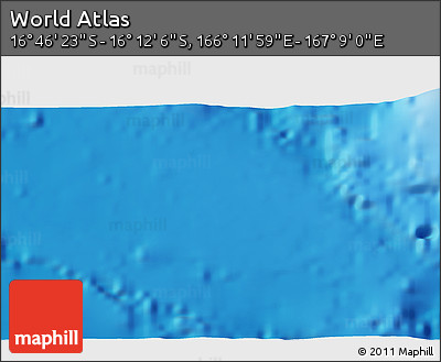Physical 3D Map of the Area around 16° 29' 14" S, 166° 40' 30" E