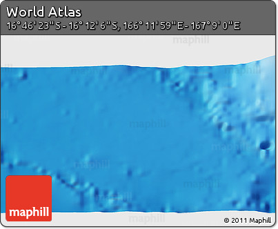 Physical 3D Map of the Area around 16° 29' 14" S, 166° 40' 30" E