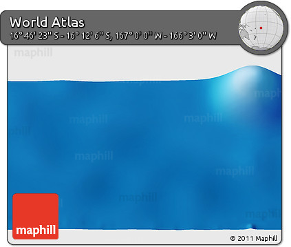 Physical 3D Map of the Area around 16° 29' 14" S, 166° 31' 30" W