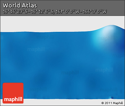 Physical 3D Map of the Area around 16° 29' 14" S, 166° 31' 30" W