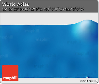 Physical 3D Map of the Area around 16° 29' 14" S, 166° 31' 30" W