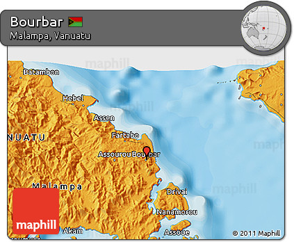 Political 3D Map of Bourbar