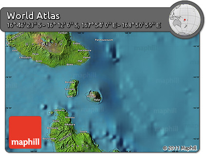 Satellite Map of the Area around 16° 29' 14" S, 168° 22' 30" E