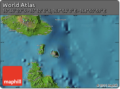 Satellite Map of the Area around 16° 29' 14" S, 168° 22' 30" E