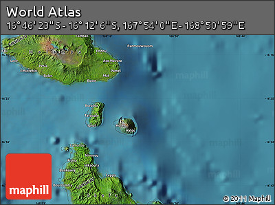 Satellite Map of the Area around 16° 29' 14" S, 168° 22' 30" E