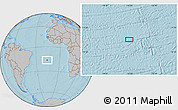 Gray Location Map of the area around 16° 29' 14" S, 16° 4' 29" W, hill shading