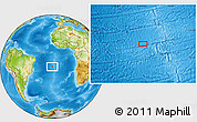 Physical Location Map of the area around 16° 29' 14" S, 16° 4' 29" W