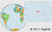 Political Location Map of the area around 16° 29' 14" S, 16° 4' 29" W