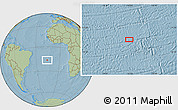 Savanna Style Location Map of the area around 16° 29' 14" S, 16° 4' 29" W, hill shading