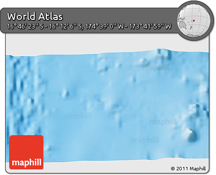 Shaded Relief 3D Map of the Area around 16° 29' 14" S, 174° 10' 30" W
