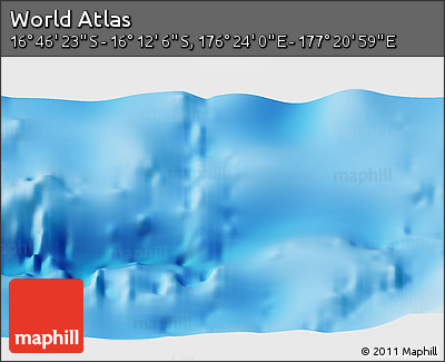 Physical 3D Map of the Area around 16° 29' 14" S, 176° 52' 30" E