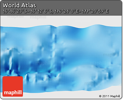 Physical 3D Map of the Area around 16° 29' 14" S, 176° 52' 30" E