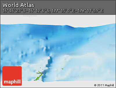 Physical 3D Map of the Area around 16° 29' 14" S, 177° 43' 29" E